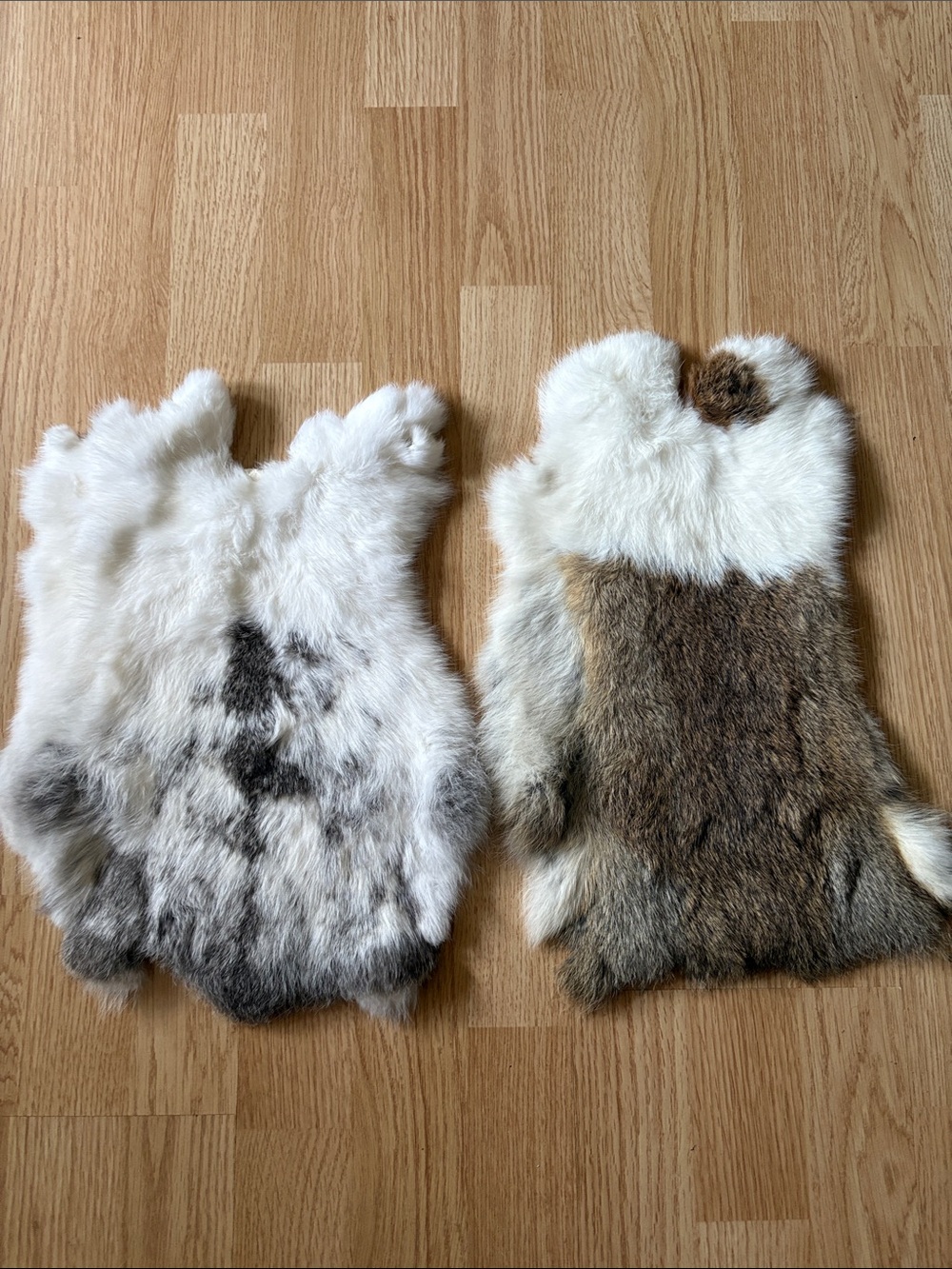 B0203 Pair of White and Gray Rabbit Fur Pelts